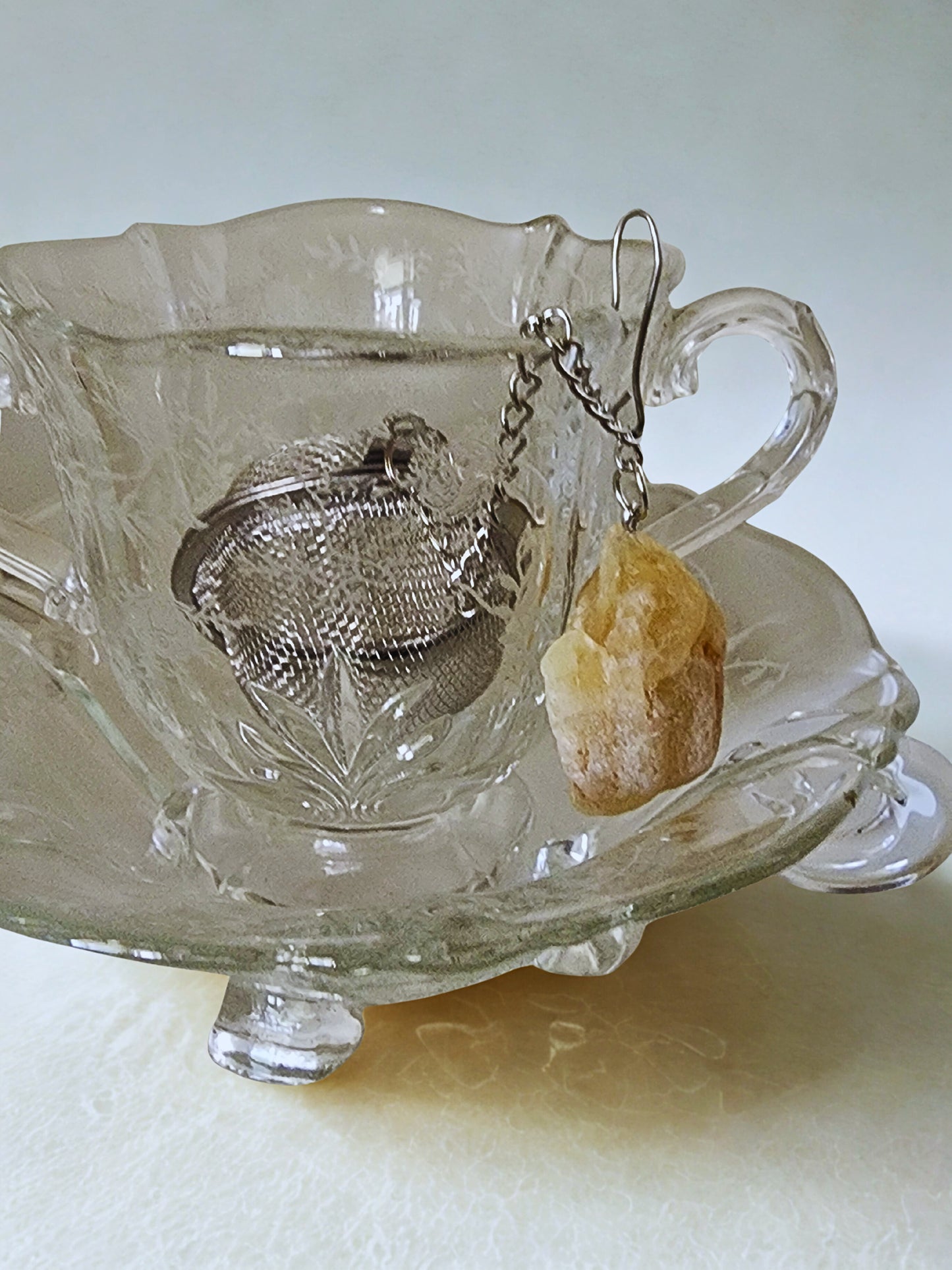 Clear Floral Tea Cup